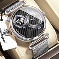 POEDAGAR Reloj para Hombre – Plateado con Malla Metálica, Elegante y Luminoso