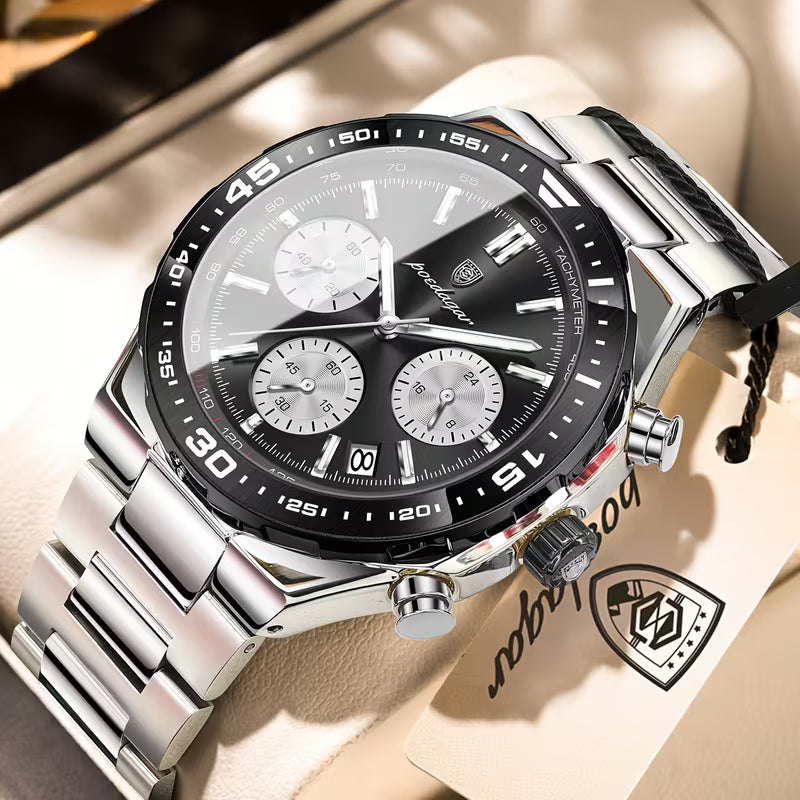 POEDAGAR Cronógrafo Negro | reloj premium para Hombre 697