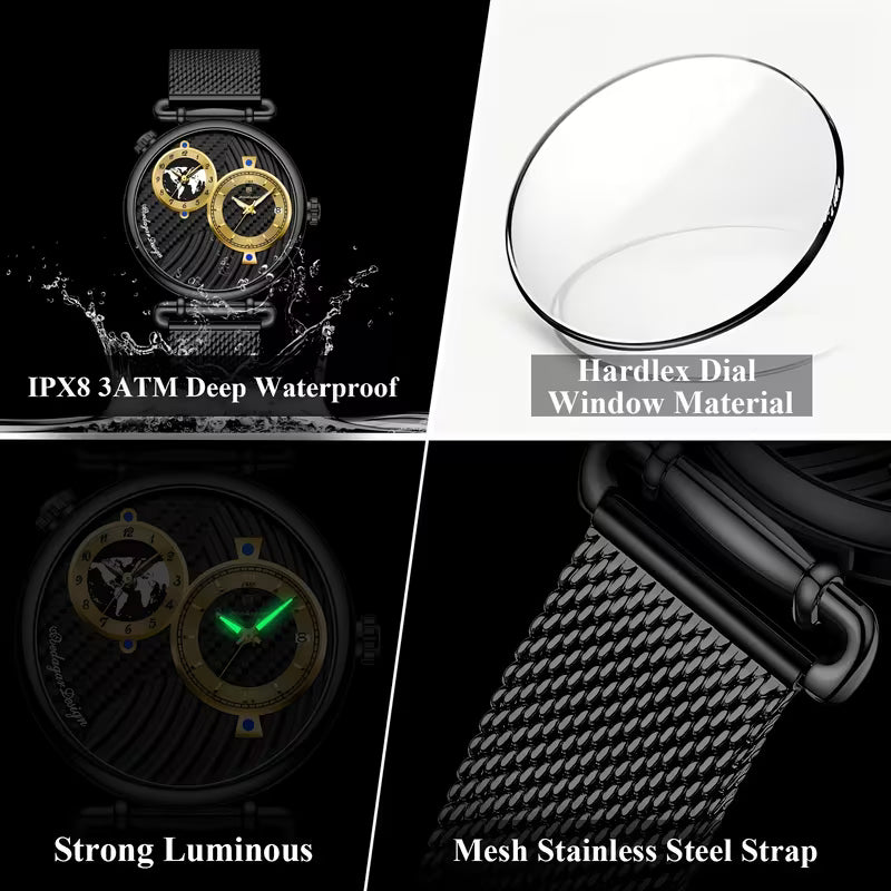 POEDAGAR Reloj para Hombre – Plateado con Malla Metálica, Elegante y Luminoso