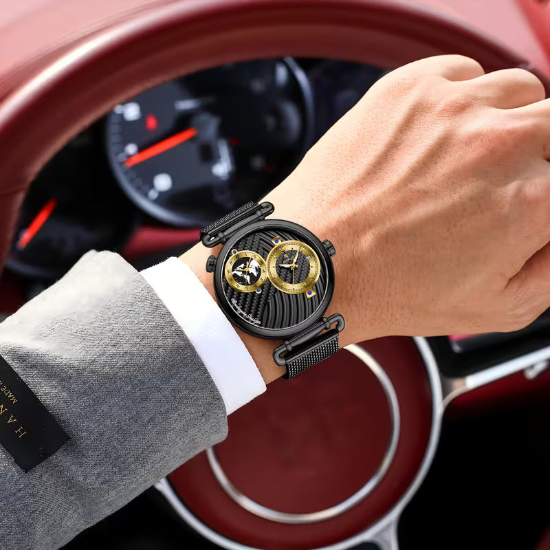 POEDAGAR Reloj para Hombre – Plateado con Malla Metálica, Elegante y Luminoso