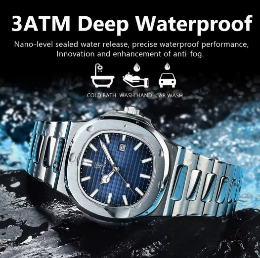 POEDAGR Reloj de hombre de Acero Inoxidable y con Calendario