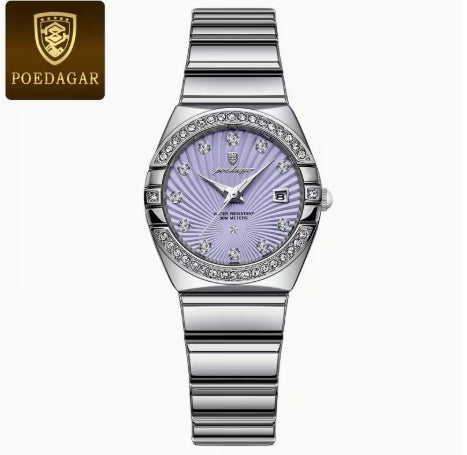 POEDAGAR Mujer plateado - Esfera Blanca | cuarzo Elegante