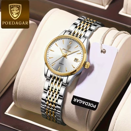 POEDAGAR Mujer Plateado- Esfera Blanca| Cuarzo Elegante