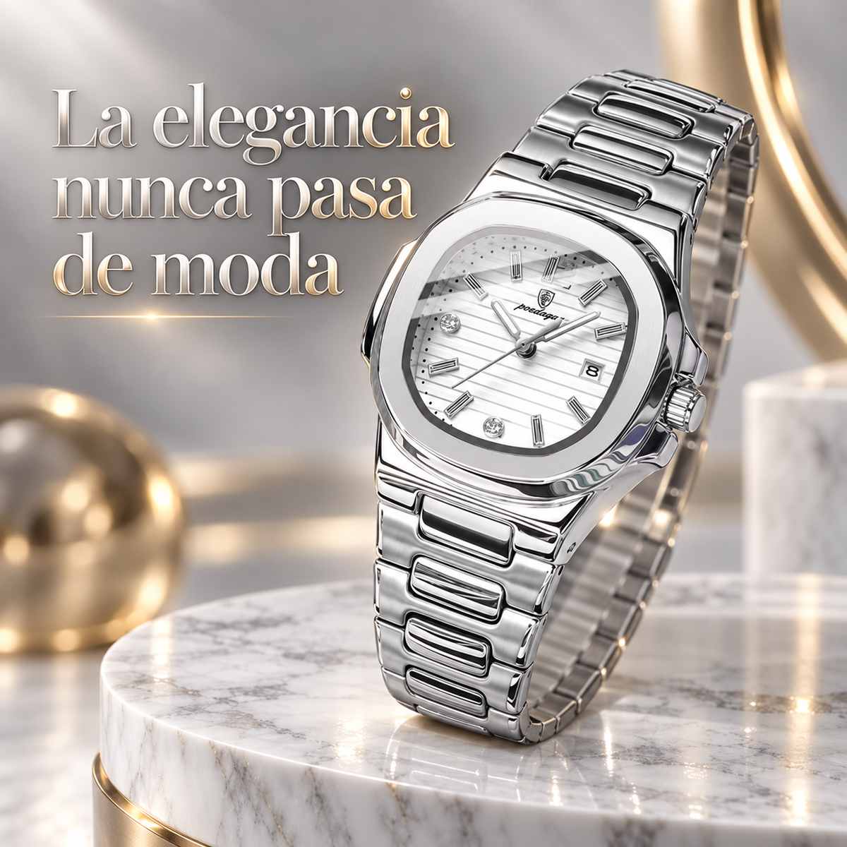 POEDAGAR Mujer Plateado – Esfera de Colores | Cuarzo