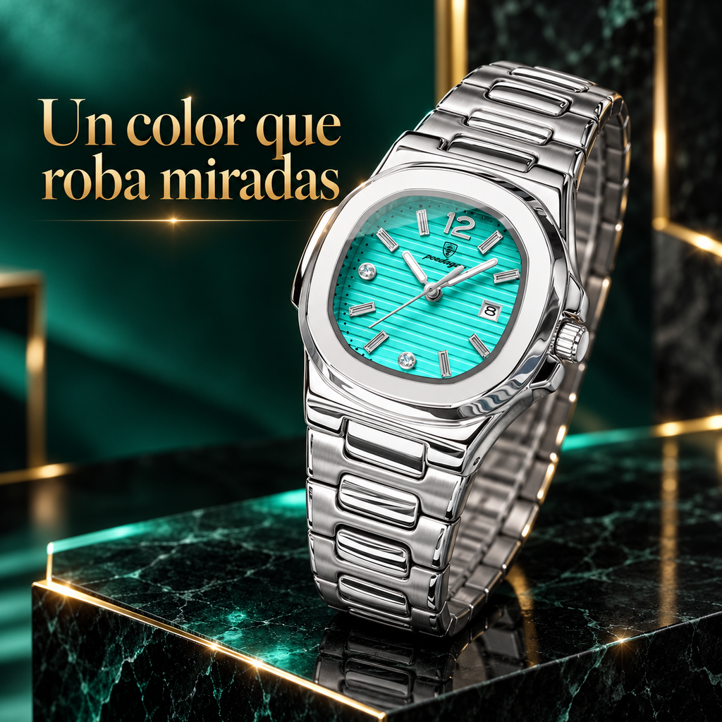 POEDAGAR Mujer Plateado – Esfera de Colores | Cuarzo