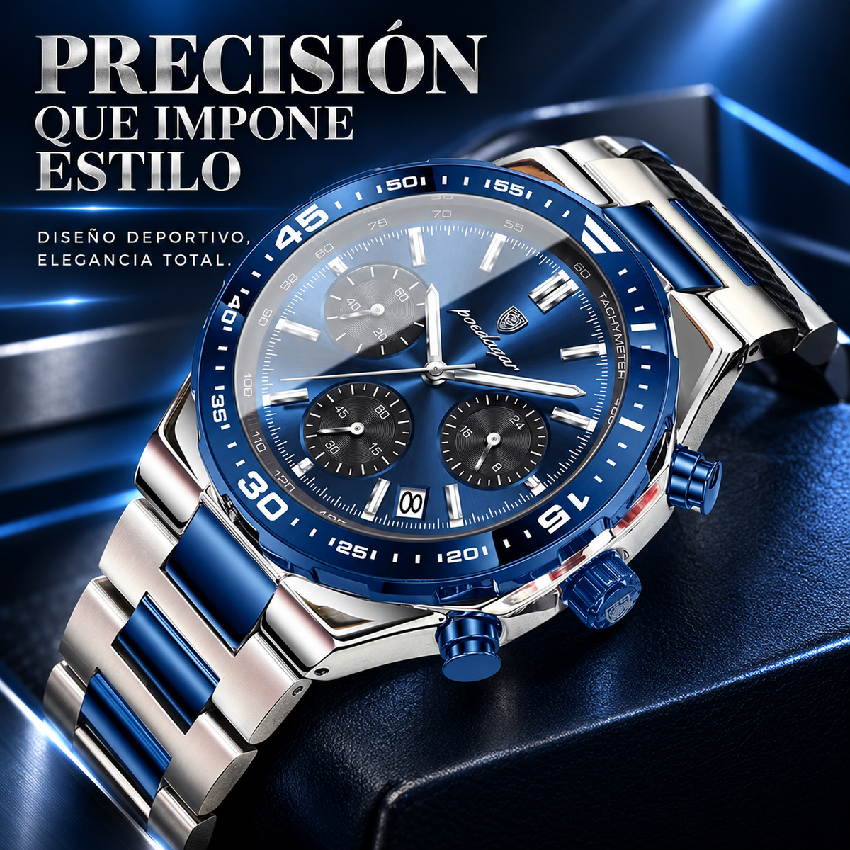 POEDAGAR Cronógrafo Negro | reloj premium para Hombre 697