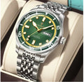 Reloj de hombre de gama alta y moda con esfera redonda, luminoso, impermeable y con calendario, reloj de cuarzo de acero inoxidable de negocios para hombre