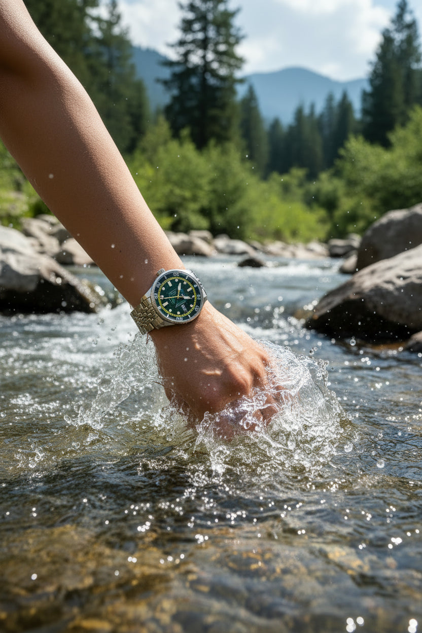 POEDAGAR 1801 Verde - Reloj de Acero Inoxidable
