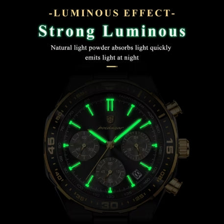 POEDAGAR Cronógrafo Negro | reloj premium para Hombre 697