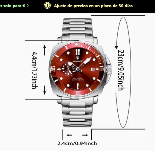 POEDAGAR Reloj para Hombre- Azul Plateado de acero Inoxidable