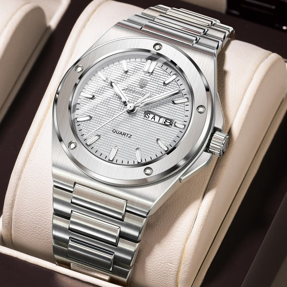 POEGADAR Reloj para Hombre – Menta Verde  y Plateado, Resistente al Agua