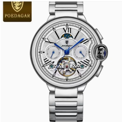 POEDAGAR Automático Verde | Reloj Elegante para Hombre