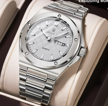 POEGADAR Reloj para Hombre – Menta Verde  y Plateado, Resistente al Agua